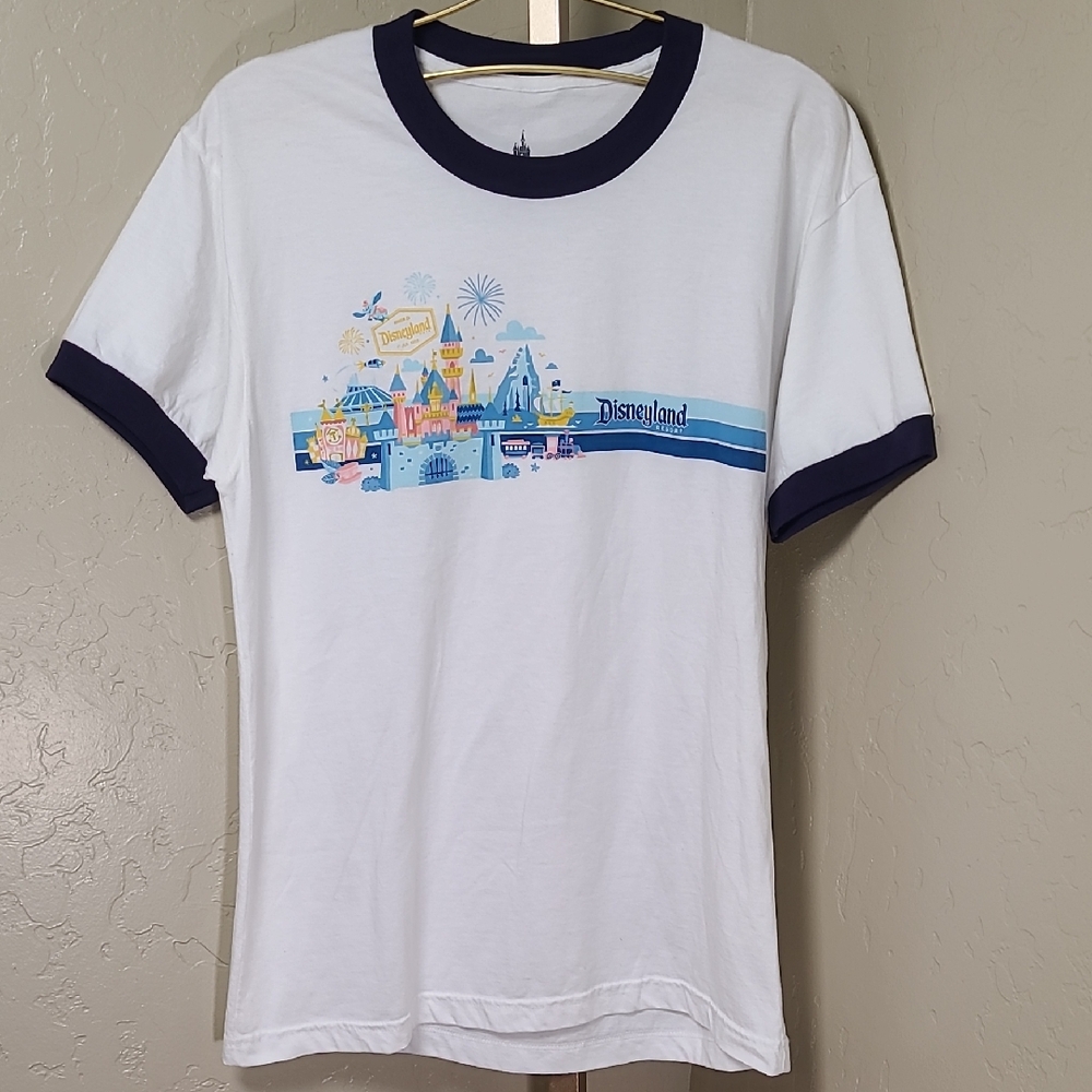 Disney Parks Authentic Original White and Navy Castle Short Sleeve Tee Large